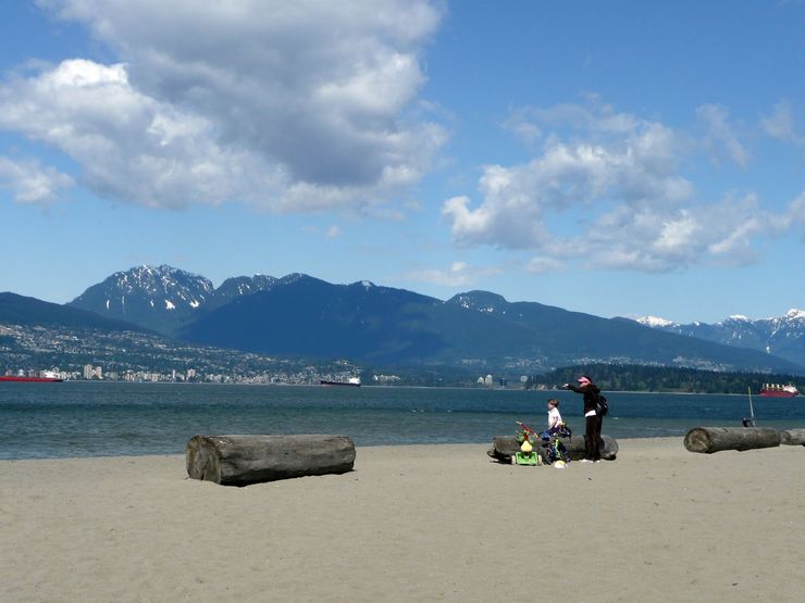 Looking Towards Stanley Park and the Mountains from Jericho Beach