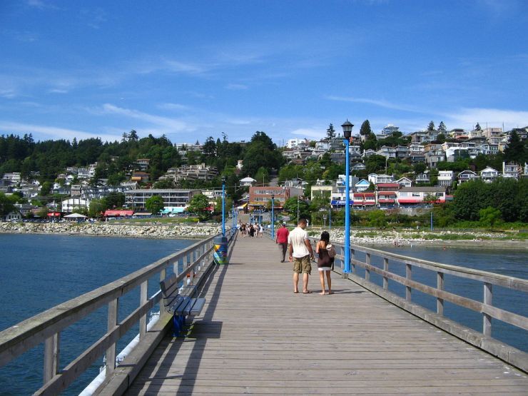 White Rock Beach, Promenade and Restaurants from the Pier