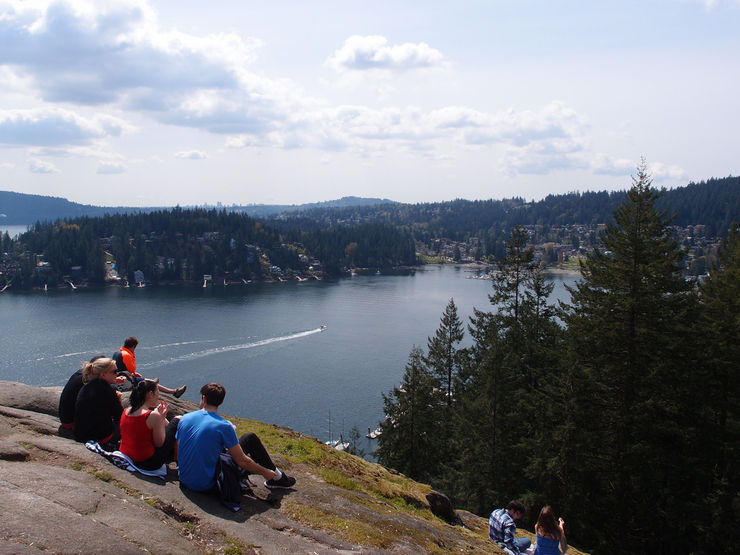 Spectacular view of Deep Cove from the Quarry Rock Lookout hike