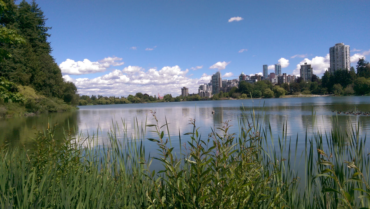Looking across Lost Lagoon toward the residential highrises in Vancouver's West End
