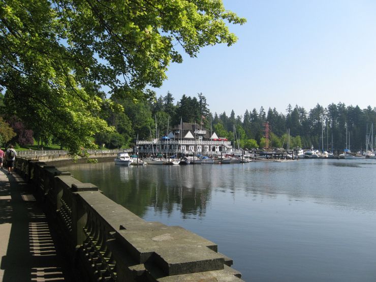 Looking towards the Yacht Club at the entrance to Stanley Park