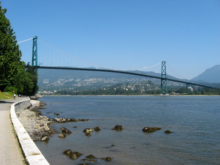 Enjoying a stroll along the seawall in Stanley Park